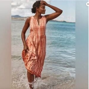 J Jill Petite Orange Tie Dye Cotton Tiered Maxi Dress